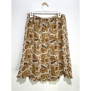 Kathy Ireland skirt Y2K paisley ruffle peasant flare brawn romantic women L